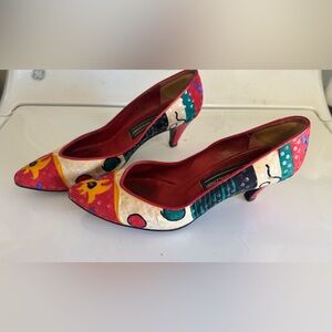 Title:
Stuart Weitzman Vintage Art Print Heels – Colorful Abstract Pumps – RARE